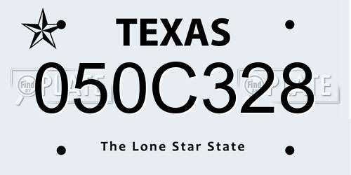 050C328 Texas License Plate
