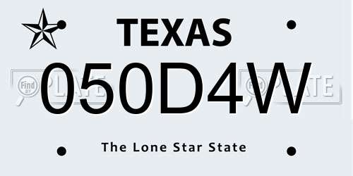 050D4W Texas License Plate