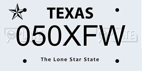 050XFW Texas License Plate