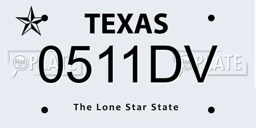 0511DV Texas License Plate