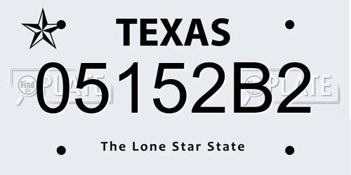 05152B2 Texas License Plate