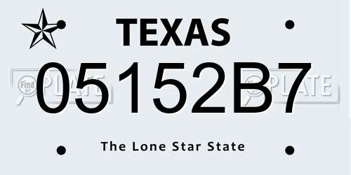 05152B7 Texas License Plate