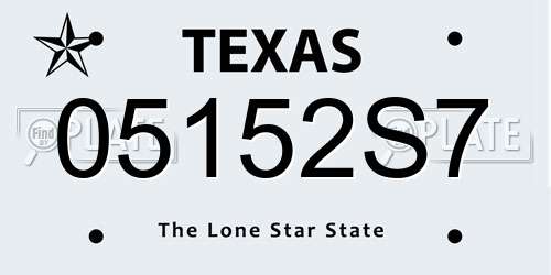 05152S7 Texas License Plate