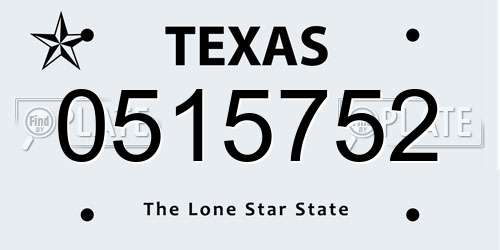 0515752 Texas License Plate
