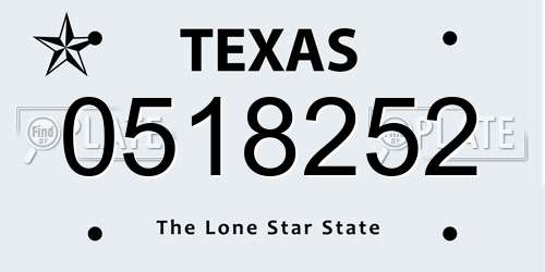 0518252 Texas License Plate