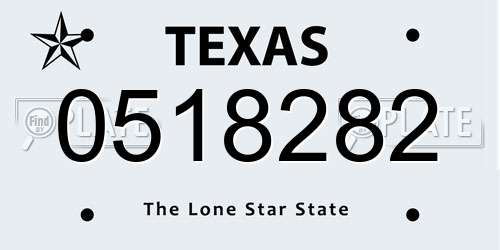0518282 Texas License Plate