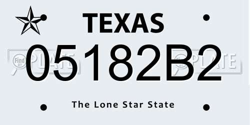05182B2 Texas License Plate