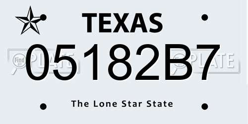 05182B7 Texas License Plate