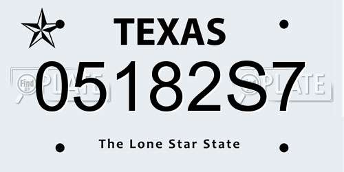 05182S7 Texas License Plate