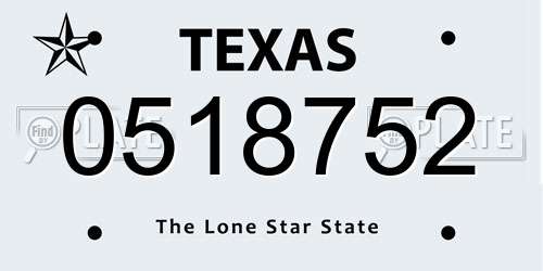 0518752 Texas License Plate
