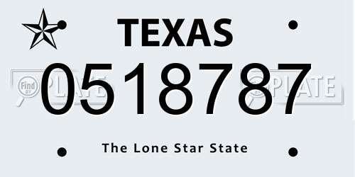 0518787 Texas License Plate