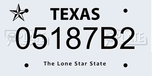05187B2 Texas License Plate