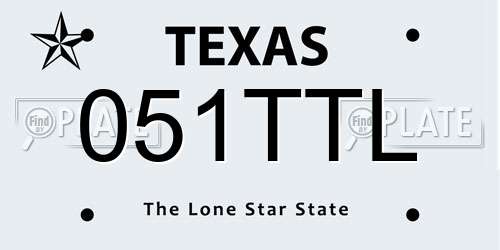 051TTL Texas License Plate