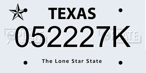 052227K Texas License Plate