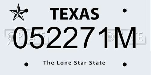 052271M Texas License Plate