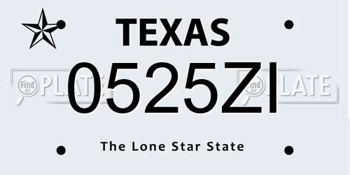 0525ZI Texas License Plate