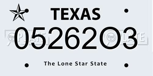 05262O3 Texas License Plate