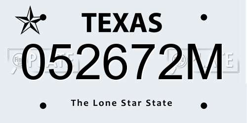 052672M Texas License Plate