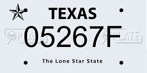 05267F Texas License Plate