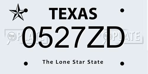 0527ZD Texas License Plate
