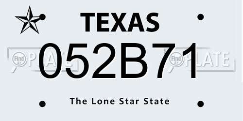 052B71 Texas License Plate