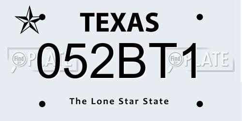 052BT1 Texas License Plate