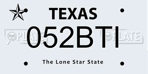 052BTI Texas License Plate