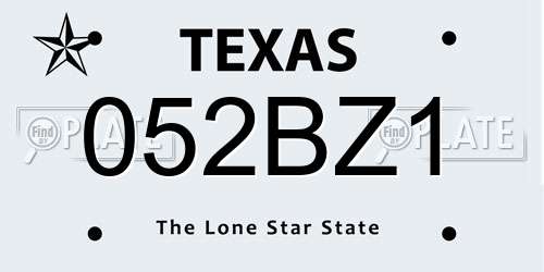 052BZ1 Texas License Plate