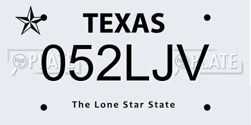 052LJV Texas License Plate