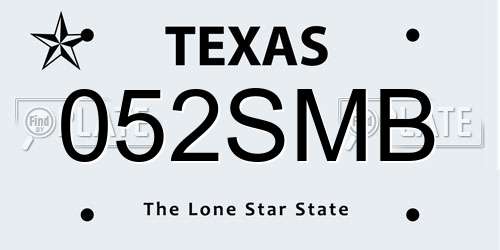 052SMB Texas License Plate