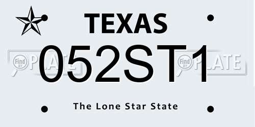 052ST1 Texas License Plate