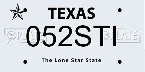 052STI Texas License Plate
