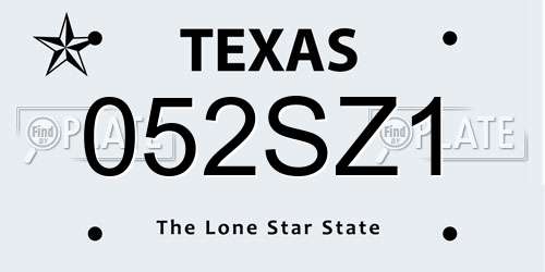 052SZ1 Texas License Plate