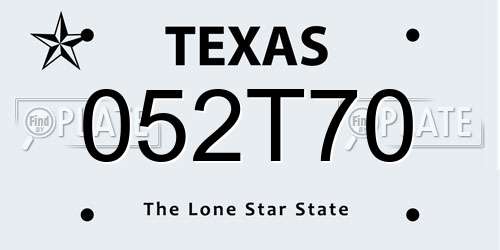 052T70 Texas License Plate