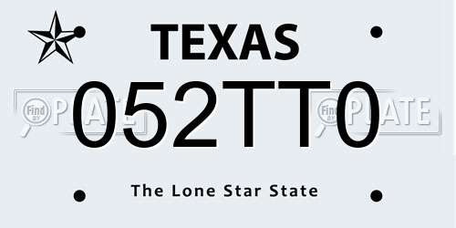 052TT0 Texas License Plate