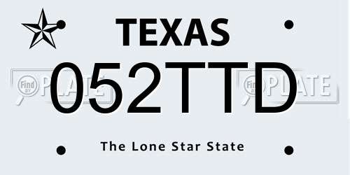 052TTD Texas License Plate