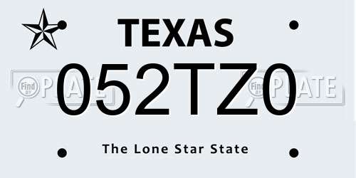 052TZ0 Texas License Plate