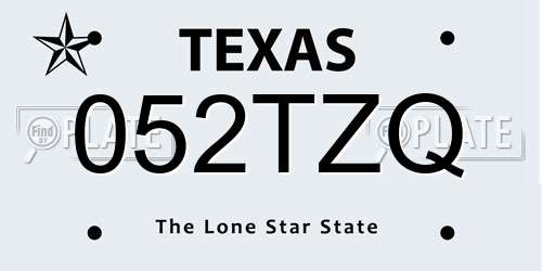 052TZQ Texas License Plate