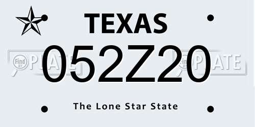 052Z20 Texas License Plate