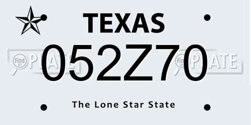 052Z70 Texas License Plate