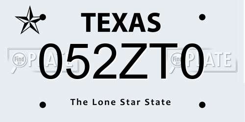 052ZT0 Texas License Plate