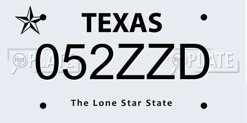 052ZZD Texas License Plate