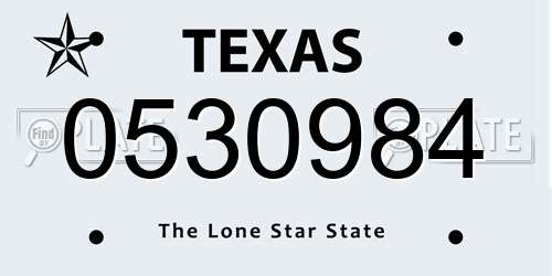 0530984 Texas License Plate