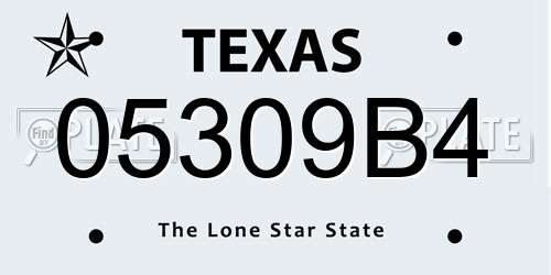 05309B4 Texas License Plate