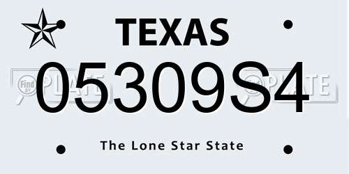 05309S4 Texas License Plate