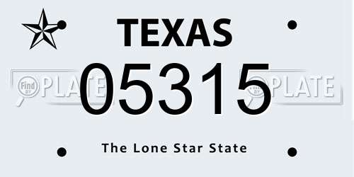05315 Texas License Plate
