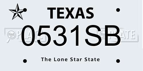 0531SB Texas License Plate