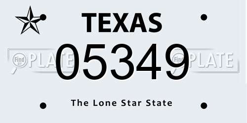 05349 Texas License Plate