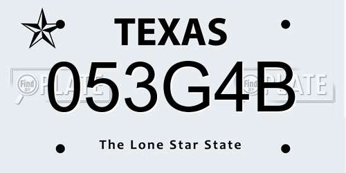 053G4B Texas License Plate