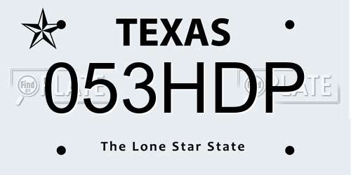 053HDP Texas License Plate